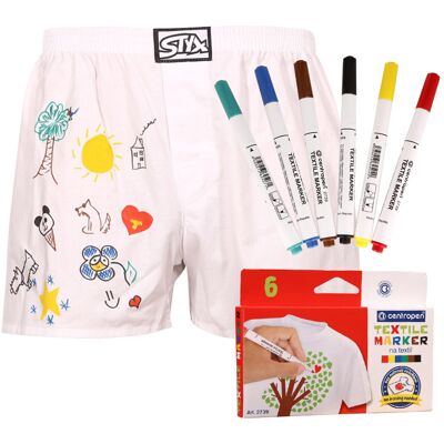 Pánske trenky Styx klasická guma biele + fixy na textil (AF1061) L, trenírky Pánske trenky Styx klasická guma biele + fixy na textil (AF1061) L, trenírky