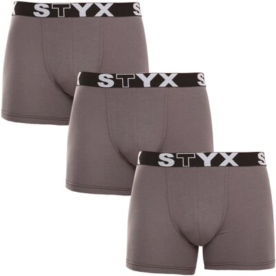 3PACK pánske boxerky Styx long športová guma tmavo šedé (3U1063) S, trenky 3PACK pánske boxerky Styx long športová guma tmavo šedé (3U1063) S, trenky