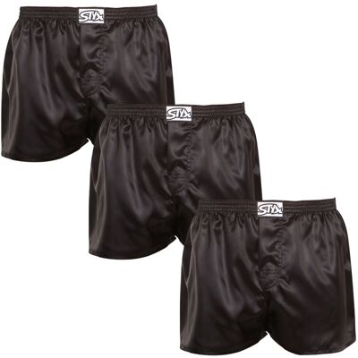 3PACK pánske trenky Styx klasická guma saténové čierne (3C0960) S, trenírky 3PACK pánske trenky Styx klasická guma saténové čierne (3C0960) S, trenírky