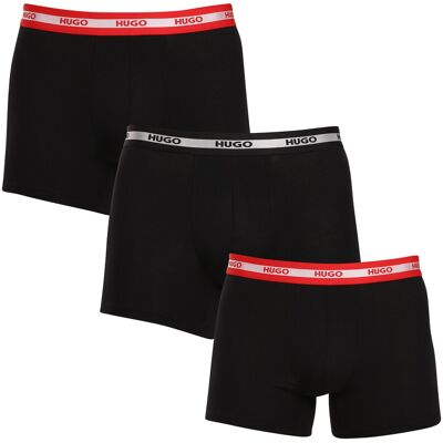 3PACK pánske boxerky HUGO čierné (50520475 962) L, trenky 3PACK pánske boxerky HUGO čierné (50520475 962) L, trenky
