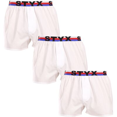 3PACK pánske trenky Styx športová guma biele trikolóra (3B2061) L, trenírky 3PACK pánske trenky Styx športová guma biele trikolóra (3B2061) L, trenírky