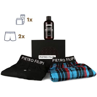 Pánska darčeková sada 2PACK trenky a sprchový gel Pietro Filipi (3PGP1) XL, trenírky Pánska darčeková sada 2PACK trenky a sprchový gel Pietro Filipi (3PGP1) XL, trenírky