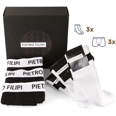 Pánska darčeková sada 3PACK boxerky a 3PACK bílé sportové ponožky Pietro Filipi (6PAOV1) XXL, trenky Pánska darčeková sada 3PACK boxerky a 3PACK bílé sportové ponožky Pietro Filipi (6PAOV1) XXL, trenky