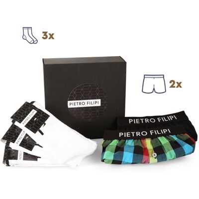 Pánska darčeková sada 2PACK trenky a 3PACK bielé sportové ponožky Pietro Filipi (3PG0V1) XXL, trenírky Pánska darčeková sada 2PACK trenky a 3PACK bielé sportové ponožky Pietro Filipi (3PG0V1) XXL, trenírky