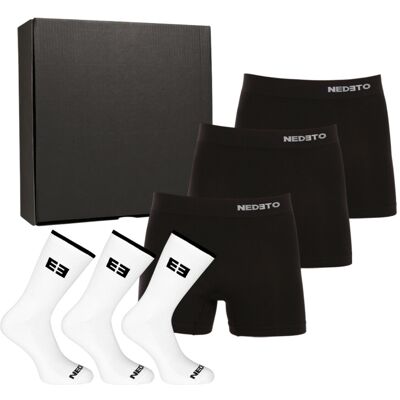 Pánska darčeková sada 3PACK bambusové boxerky a 3PACK sportovní ponožky Nedeto (6NBBOV1) L, trenky Pánska darčeková sada 3PACK bambusové boxerky a 3PACK sportovní ponožky Nedeto (6NBBOV1) L, trenky