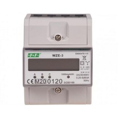 F&F; Filipowski Merač elektrickej energie 3-fázový 80A MID F&F; Filipowski Merač elektrickej energie 3-fázový 80A MID