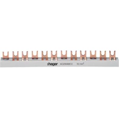 Hager Spojovacia koľajnica 3-pólový 57mod 10mm2 Hager Spojovacia koľajnica 3-pólový 57mod 10mm2