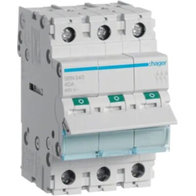 Hager Odpojovač izolačného spínača 3-fázový 3P 40A 400V AC Hager Odpojovač izolačného spínača 3-fázový 3P 40A 400V AC