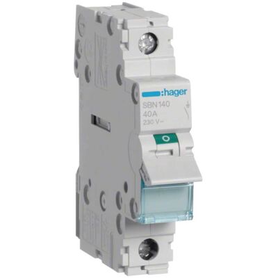 Hager Izolačný odpínač 1-fázový 1P 40A 230V AC Hager Izolačný odpínač 1-fázový 1P 40A 230V AC