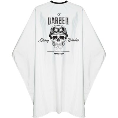 Marmara Barber Capes - pláštenky na strihanie - vzorované, na háčik Barber Skull White(0844) - biela pláštenka s lebkou,150*160cm Marmara Barber Capes - pláštenky na strihanie - vzorované, na háčik Barber Skull White(0844) - biela pláštenka s lebkou,150*160cm