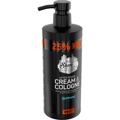 The Shave Factory After Shave Cream&Cologne - krémová kolínska po holení, 500 ml SAPPHIRE - intenzívna pánska vôňa typu aqua The Shave Factory After Shave Cream&Cologne - krémová kolínska po holení, 500 ml SAPPHIRE - intenzívna pánska vôňa typu aqua