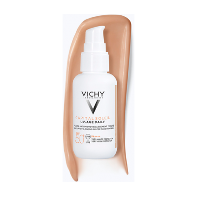 VICHY CAPITAL SOLEIL UV-AGE DAILY TINTED tónovaný denný fluid proti fotostarnutiu pleti s ochranným faktorom SPF50+, 40 ml VICHY CAPITAL SOLEIL UV-AGE DAILY TINTED tónovaný denný fluid proti fotostarnutiu pleti s ochranným faktorom SPF50+, 40 ml