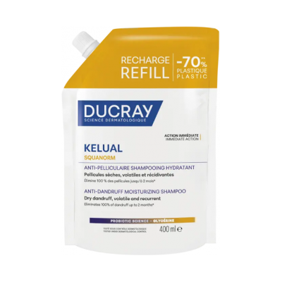 PIERRE FABRE DERMO Durcay Kelual Squanorm šampón proti suchým lupinám náhradná náplň 400 ml PIERRE FABRE DERMO Durcay Kelual Squanorm šampón proti suchým lupinám náhradná náplň 400 ml
