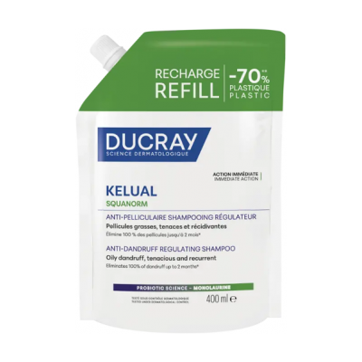 PIERRE FABRE DERMO Durcay Kelual Squanorm šampón proti mastným lupinám náhradná náplň 400 ml PIERRE FABRE DERMO Durcay Kelual Squanorm šampón proti mastným lupinám náhradná náplň 400 ml