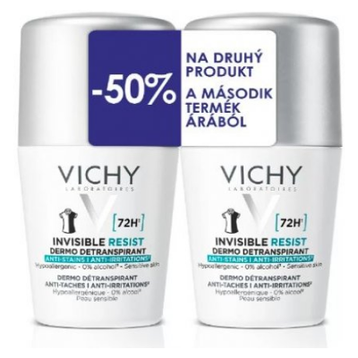 Vichy Invisible Resist Detranspirant 72H DUO detranspirant proti zápachu roll-on 2 x 50 ml Vichy Invisible Resist Detranspirant 72H DUO detranspirant proti zápachu roll-on 2 x 50 ml