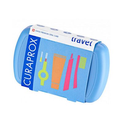 CURADEN Curaprox Travel Set zubná kefka + CPS medzizubné kefky 2 ks + zubná pasta 10 ml darčeková sada, modrý CURADEN Curaprox Travel Set zubná kefka + CPS medzizubné kefky 2 ks + zubná pasta 10 ml darčeková sada, modrý