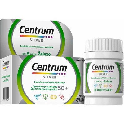 PFIZER CONSUMER MANUFACTURING Centrum Silver multivitamín pre starších dospelých nad 50 rokov 30 tabliet PFIZER CONSUMER MANUFACTURING Centrum Silver multivitamín pre starších dospelých nad 50 rokov 30 tabliet