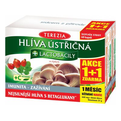 Terezia Company Hliva Ustricová + lactobacily 60+60 kapsúl Terezia Company Hliva Ustricová + lactobacily 60+60 kapsúl