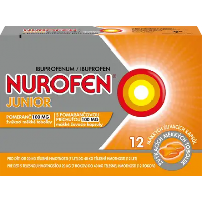 RECKITT Nurofen Junior s pomarančovou príchuťou 100 mg cps.mdl.12 x 100 mg RECKITT Nurofen Junior s pomarančovou príchuťou 100 mg cps.mdl.12 x 100 mg