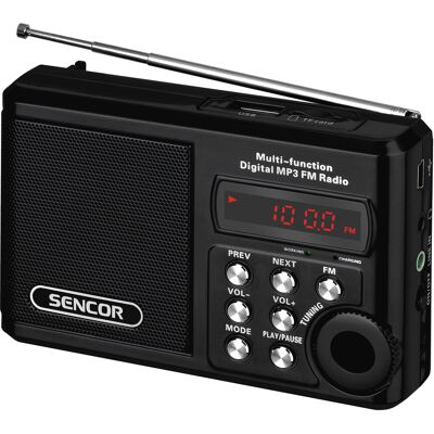 Sencor SRD 215 B Vreckový rádioprijímač FM analógový prijímač so zobrazením frekvencie na LED displeji, USB konektor, Slot na micro SD kartu (max. 8 Sencor SRD 215 B Vreckový rádioprijímač FM analógový prijímač so zobrazením frekvencie na LED displeji, USB konektor, Slot na micro SD kartu (max. 8