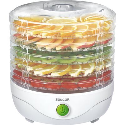 Sencor SFD 750WH Sušička potravín 5 sít na sušenie v základnej výbave, Priemer sušiaceho sita 23 cm, Použiteľná výška poschodia 2,5 cm, . Sencor SFD 750WH Sušička potravín 5 sít na sušenie v základnej výbave, Priemer sušiaceho sita 23 cm, Použiteľná výška poschodia 2,5 cm, .