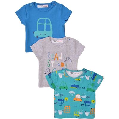 Detské tričko s krátkym rukávom 3pack, Minoti, Transport 3, modrá - 56/62 0-3m Detské tričko s krátkym rukávom 3pack, Minoti, Transport 3, modrá - 56/62 0-3m