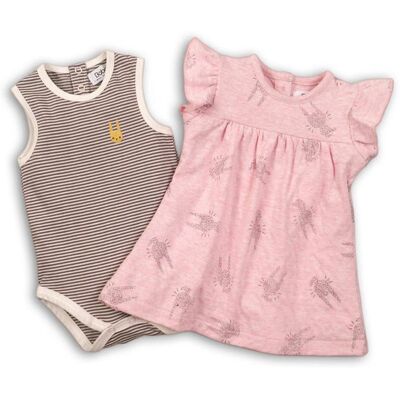 Dievčenská súprava, body a šaty, Minoti, CROWN 4, ružová - 80/86 12-18m Dievčenská súprava, body a šaty, Minoti, CROWN 4, ružová - 80/86 12-18m