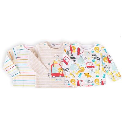 Tričko dojčenské s dlhým rukávom 3pack, Minoti, Car 8, biela - 50 NB Tričko dojčenské s dlhým rukávom 3pack, Minoti, Car 8, biela - 50 NB