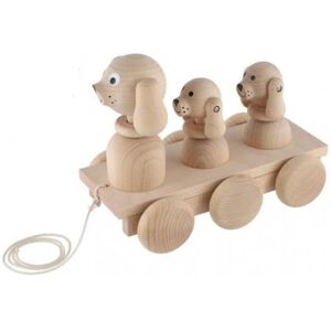Teddies Tri psy ťahacie prírodné drevo Teddies Tri psy ťahacie prírodné drevo