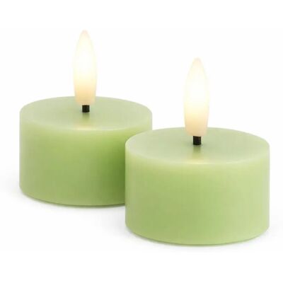SIRIUS Sada LED čajových sviečok na batérie Sille Tealight, Ø 6 × 3,4 cm, jarná zelená, z pravého vosku, balenie 2 ks SIRIUS Sada LED čajových sviečok na batérie Sille Tealight, Ø 6 × 3,4 cm, jarná zelená, z pravého vosku, balenie 2 ks