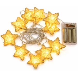 DECOLED Biele hviezdicové LED svetlá na batérie 2,8 m, teplá biela, 10 LED diód, priehľadný kábel IP20, 3× AA DECOLED Biele hviezdicové LED svetlá na batérie 2,8 m, teplá biela, 10 LED diód, priehľadný kábel IP20, 3× AA