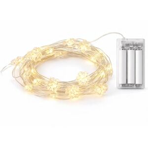 DECOLED LED svetlá na batériovom drôte s vločkami 2,3 m teplá biela, 20 diód, priehľadný kábel IP20 vnútorný, 3× AA DECOLED LED svetlá na batériovom drôte s vločkami 2,3 m teplá biela, 20 diód, priehľadný kábel IP20 vnútorný, 3× AA