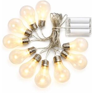 DECOLED Batériové LED párty svetlá 5 m, 10 teplých bielych LED diód, priehľadné žiarovky, transparentné, 3× AA, IP20 vnútorné DECOLED Batériové LED párty svetlá 5 m, 10 teplých bielych LED diód, priehľadné žiarovky, transparentné, 3× AA, IP20 vnútorné