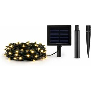 DECOLED LED vonkajšie solárne záhradné osvetlenie 10 m teplá biela, 100 diód, čierny kábel IP44, solárny panel DECOLED LED vonkajšie solárne záhradné osvetlenie 10 m teplá biela, 100 diód, čierny kábel IP44, solárny panel