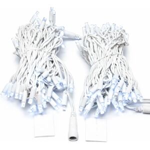 DECOLED Easy Fix LED svetelná reťaz 20 m vonkajšia, ľadovo biela, 120 LED, biely kábel IP67, 2×10 m, predĺženie DECOLED Easy Fix LED svetelná reťaz 20 m vonkajšia, ľadovo biela, 120 LED, biely kábel IP67, 2×10 m, predĺženie