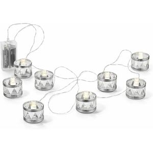 SIRIUS LED dekoratívna svetelná reťaz 150 cm, strieborné bubny, teplá biela, 8 diód, interiér, 2× AA SIRIUS LED dekoratívna svetelná reťaz 150 cm, strieborné bubny, teplá biela, 8 diód, interiér, 2× AA