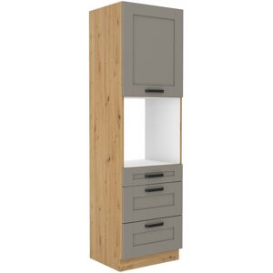VENETI Kuchynská skriňa na vstavanú rúru so šuplíkmi LAILI - šírka 60 cm, svetlo šedá / dub artisan VENETI Kuchynská skriňa na vstavanú rúru so šuplíkmi LAILI - šírka 60 cm, svetlo šedá / dub artisan