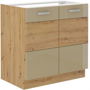 VENETI Drezová skrinka ADARA - šírka 80 cm, cappucino / dub artisan VENETI Drezová skrinka ADARA - šírka 80 cm, cappucino / dub artisan