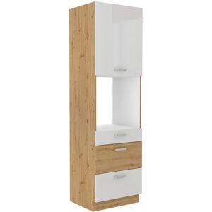 VENETI Kuchynská skriňa na vstavanú rúru so šuplíkmi ADARA - šírka 60 cm, biela / dub artisan VENETI Kuchynská skriňa na vstavanú rúru so šuplíkmi ADARA - šírka 60 cm, biela / dub artisan
