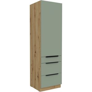VENETI Potravinová skriňa so šuplíkmi LUNARA - šírka 60 cm, zelená / dub artisan VENETI Potravinová skriňa so šuplíkmi LUNARA - šírka 60 cm, zelená / dub artisan