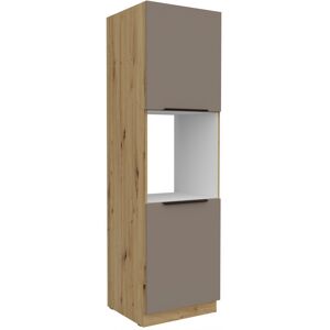 VENETI Kuchynská skriňa na vstavanú rúru LUNARA - šírka 60 cm, tmavo béžová / dub artisan VENETI Kuchynská skriňa na vstavanú rúru LUNARA - šírka 60 cm, tmavo béžová / dub artisan