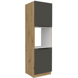 VENETI Kuchynská skriňa na vstavanú rúru LUNARA - šírka 60 cm, grafit / dub artisan VENETI Kuchynská skriňa na vstavanú rúru LUNARA - šírka 60 cm, grafit / dub artisan