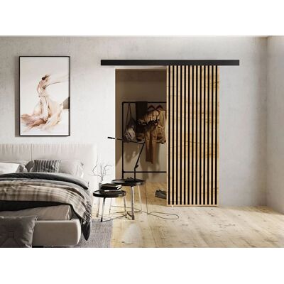 Posuvné interiérové dvere MIDLAND - 70 cm, dub kraft / čierne Posuvné interiérové dvere MIDLAND - 70 cm, dub kraft / čierne