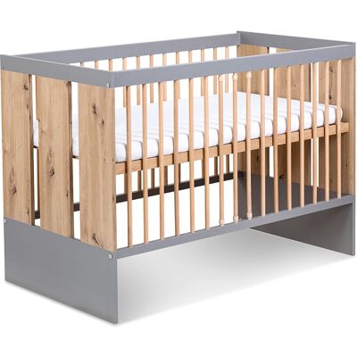 Detská postieľka 60x120 MALALA - šedá / dub Detská postieľka 60x120 MALALA - šedá / dub