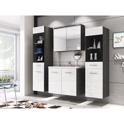 VENETI Kúpeľňová zostava s LED osvetlením YUKO 2 - matera / lesklá biela + sifón a batéria Economico ZDARMA VENETI Kúpeľňová zostava s LED osvetlením YUKO 2 - matera / lesklá biela + sifón a batéria Economico ZDARMA