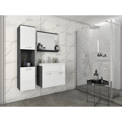 Kúpeľňová zostava s umývadlom ZORAIDA - matera / lesklá biela + sifón a batéria Economico ZDARMA Kúpeľňová zostava s umývadlom ZORAIDA - matera / lesklá biela + sifón a batéria Economico ZDARMA