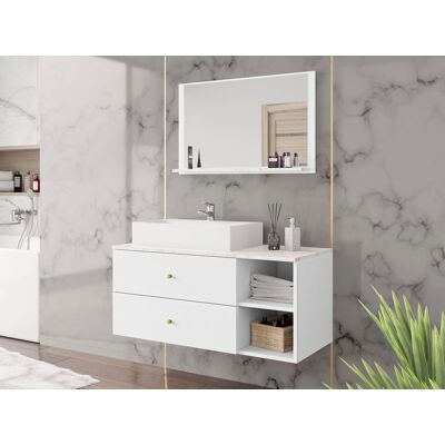 VENETI Nábytok do kúpeľne SEGUNDO 1 - mramor svetlý / matný biely + sifón ZDARMA VENETI Nábytok do kúpeľne SEGUNDO 1 - mramor svetlý / matný biely + sifón ZDARMA