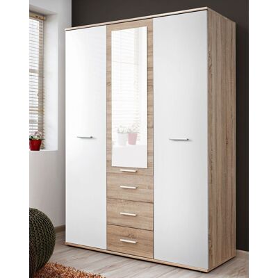 VENETI Skriňa so zrkadlom do detskej izby EMAN - šírka 135 cm, dub sonoma / biela VENETI Skriňa so zrkadlom do detskej izby EMAN - šírka 135 cm, dub sonoma / biela