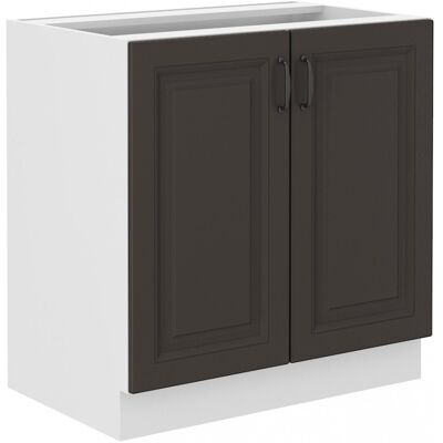 VENETI Dolná dvojdverová skrinka SOPHIA - šírka 80 cm, tmavo šedá / biela VENETI Dolná dvojdverová skrinka SOPHIA - šírka 80 cm, tmavo šedá / biela
