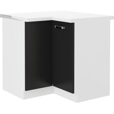 VENETI Dolná rohová skrinka ODONA - 89x89 cm, čierna / biela VENETI Dolná rohová skrinka ODONA - 89x89 cm, čierna / biela
